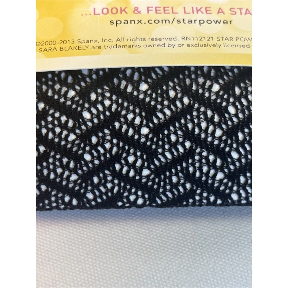 SPANX Star Power Open Weave Patterned Shaping Tights Black C NIB